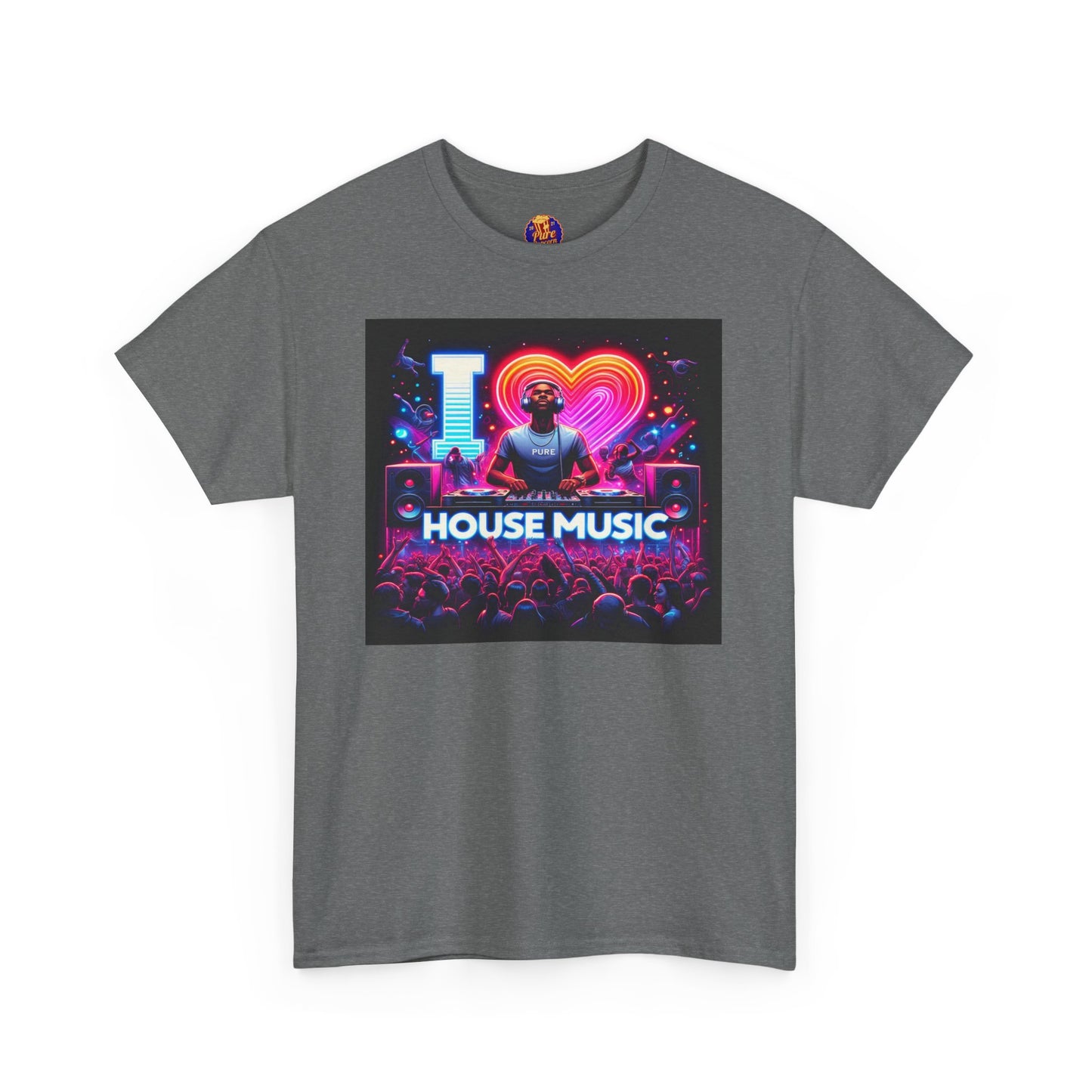 I LOVE HOUSE MUSIC CROWD DJ Unisex Heavy Cotton Tee